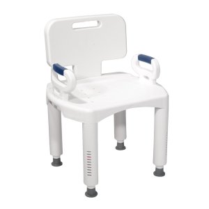 Drive Medical Premium Series Shower Chair with Back & Arms - Supports up to 350 lbs, Pack of 1, RTL12505